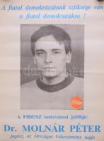 1990 FIDESZ választási plakát, feltekerve, 58×41 cm
