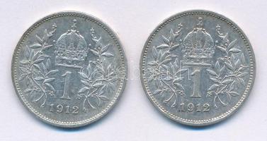 Ausztria 1912. 1K Ag "Ferenc József" (2x) T:2 Austria 1912. 1 Corona Ag "Franz Joseph...
