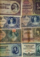 Kis tétel 1848-től, 70 db bankjegy, benne korona, pengő, infla, V.H., Kossuth-bankó, jobbakkal T:II,...