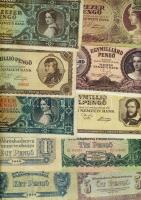 Kis tétel 1848-től, 70 db bankjegy, benne korona, pengő, infla, V.H., Kossuth-bankó, jobbakkal T:II,...