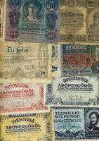 Kis tétel 1848-től, 70 db bankjegy, benne korona, pengő, infla, V.H., Kossuth-bankó, jobbakkal T:II,...