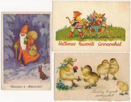 12 db RÉGI üdvözlő motívum képeslap / 12 pre-1945 greeting art motive postcards