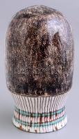 PJ jelzésű, festett, mázas kerámia fejalakos ábrázolás, hibátlan, m: 17 cm