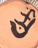 PJ jelzésű, festett, mázas kerámia fejalakos ábrázolás, hibátlan, m: 17 cm