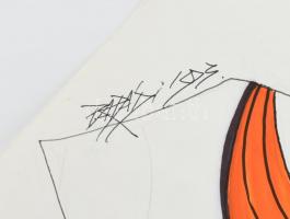 Parádi Katalin (1970-): Divatterv. Vegyes technika, papír, jelzett, 42×59 cm