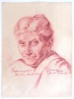 Ducsay Béla (1893-1967): Édesanyám 70 éves korában, pasztell, papír, jelzett, 41×31 cm