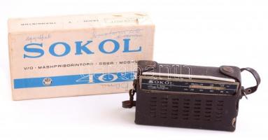 Régi Sokol rádió, dobozában, nem kipróbált állapotban, 9x15,5 cm