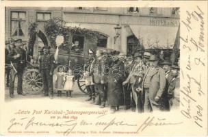 1900 Johanngeorgenstadt, &quot;Letzte Post Karlsbad-Johanngeorgenstadt&quot; am 31. Mai 1899 / post office, mail coach, Hotel de Saxe