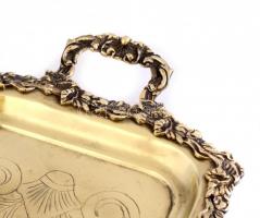 Nagyméretű füles réz tálca, öntött peremmel 24x62,5 cm