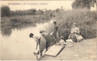 Cervignano, Cervignano del Friuli; Fiume Aussa e lavatoio / Aussa riverbank with washerwomen (EK)