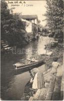 1908 Aquileia, Il Canale / canal, boats, washerwoman (EK)