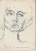 Péli Tamás (1948-1994), össz. 4 db mű, női portrék és tanulmányrajzok. Toll vagy ceruza, papír, 2 db jelzett és datált (1979). 29,5x21 cm