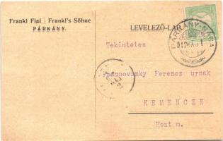1912 Párkány, Stúrovo; Frankl Fiai keményítő- és csirizgyár reklám / Frankl's Söhne / Frankl ...