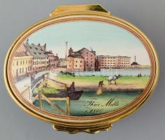 Halycon Enamels zománcfestett porcelán dobozka, díszdobozban. 5x3 cm