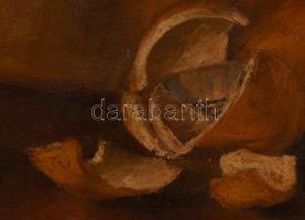 Sass Margit (1892-): Csendélet virággal és gyümölcsökkel. Olaj, vászon, javított. Jelzett. Kissé sér...