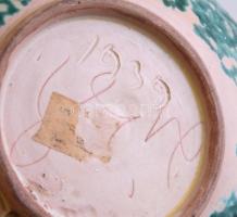 Azonosítatlan jelzéssel: Rácsos tál. Mázas kerámia, kézzel festett, jelzett, hibátlan. 21,5x21 cm