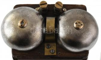 Régi fatokos telefon mellékcsengő, kis repedéssel, 10,5x10 cm