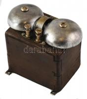 Régi fatokos telefon mellékcsengő, kis repedéssel, 10,5x10 cm