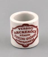cca 1900 Tótkomlós, Zlocki György gyógyszerész, Verseci arckenőcs gyógyszertári fajansz krémes tégely 4 cm