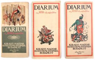 1929-31 Diárium 3 évi kiadásai, jó állapotban