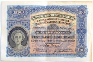 Svájc 1927. 100Fr T:III szép papír Switzerland 1927. 100 Franken C:F nice paper Krause 35.