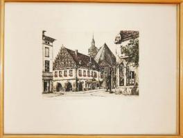 Brandenburg Kusfürstendam szignált rézkarc keretben 30x40 cm