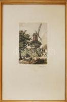Bernhard Mannfeld 1848-1925): Potsdam Alte Mühle rézkarc, szignált  keretben 30x40 cm