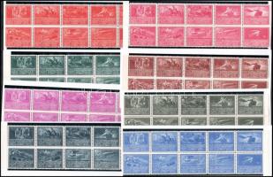 Ausztria 1933 WIPA 8 db klf színű levélzáró bélyeg 10-es tömbökben