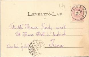 1898 Tátra, Magas-Tátra, Vysoké Tatry; Halas-tó, Lomnici csúcs a Kőpataki-tó felől, táj részlet az Ö...