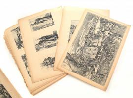 Albrecht Dürer metszet reprodukciók Die Sammlung Partheon 20 db két oldalas táblán  Megviselt állapo...