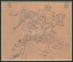 Jelzés nélkül: Erotikus jelenet. Ceruza, pauszpapír, paszpartuban, 14×16 cm