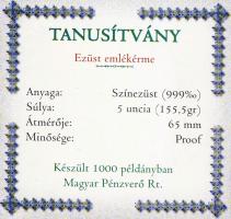1998. "Pest, Buda, Óbuda egyesítésének évfordulójából" Ag emlékérem 5oz. (155,51g) T:PP Er...