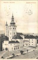 1916 Besztercebánya, Banská Bystrica; Mátyás tér a régi várral, piaci árusok. Ivánszky Elek kiadása / square, old castle, market vendors (EK)