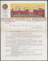 cca 1925 A Kőbányai Fővárosi Sörfőző Rt. dekoratív Nektár gyógytápsör reklámlevele, pecsételve
