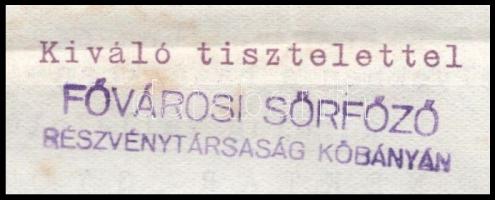 cca 1925 A Kőbányai Fővárosi Sörfőző Rt. dekoratív Nektár gyógytápsör reklámlevele, pecsételve