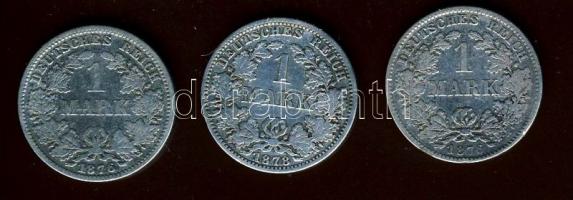 Német Birodalom/Császárság 1876H 1M Ag(2x) + 1878A 1M Ag T:3,3- ph