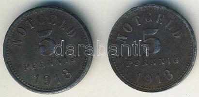 Német Birodalom/Weimari Köztársaság/Bad-Kissingen 1918. 5Pf(2x) szükségpénz T:3