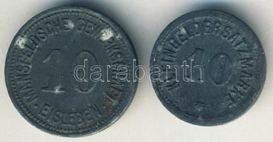 Német Birodalom/Weimari Köztársaság/Eisleben 1918. 10Pf szükségpénz T:3 + Darmstadt 1919. 10Pf szükségpénz T:3