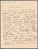1898 Gróf Zichy Géza (1849-1924) félkarú író, zeneszerző, az Operaház intendánsa, sok társaság tagjának saját kézzel írt és aláírt levele egészségi állapotáról, 2p