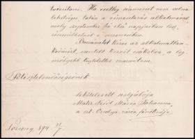 1894 A pozsonyi Szent Orsolya zárda főnöknője, Mater Neide Mária Johanna saját kézzel írt és aláírt ...