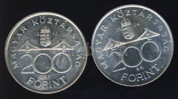 1993-94. 200Ft Ag "MNB" (1x) + "Deák" (1x) T:BU,2