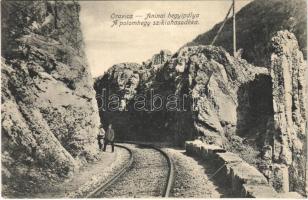 Oravica-Anina, Oravita-Anina; vasúti hegyipálya, a Polomhegy sziklahasadéka / mountain railway