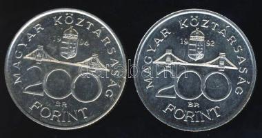 1992-94. 200Ft Ag "MNB" (1x) + "Deák" (1x) T:BU,2