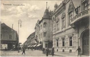 1913 Temesvár, Timisoara; Hunyady utca, üzletek / street, shops