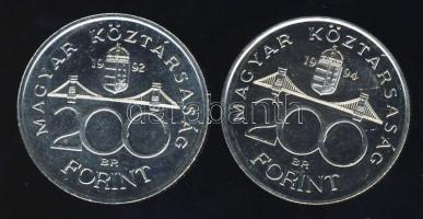 1992-94. 200Ft Ag "MNB" (1x) + "Deák" (1x) T:BU,2
