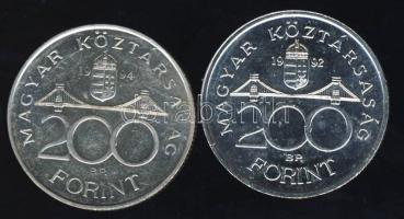 1992-94. 200Ft Ag "MNB" (1x) + "Deák" (1x) T:BU,2