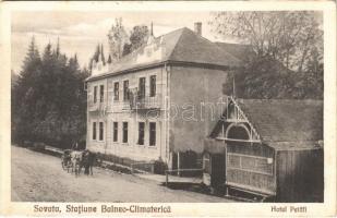 Szováta, Sovata; Statiune Balneo Climaterica, Hotel Petőfi / fürdő szálloda, fiáker / spa hotel, horse cart + "1940 Marosvásárhely visszatért" So. Stpl