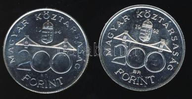 1992-94. 200Ft Ag "MNB" (1x) + "Deák" (1x) T:BU,2