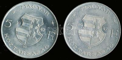 1947. 5Ft Ag "Kossuth" (2x) T:2,2/3