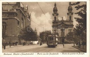 Budapest VIII. Józsefvárosi részlet, villamos, templom